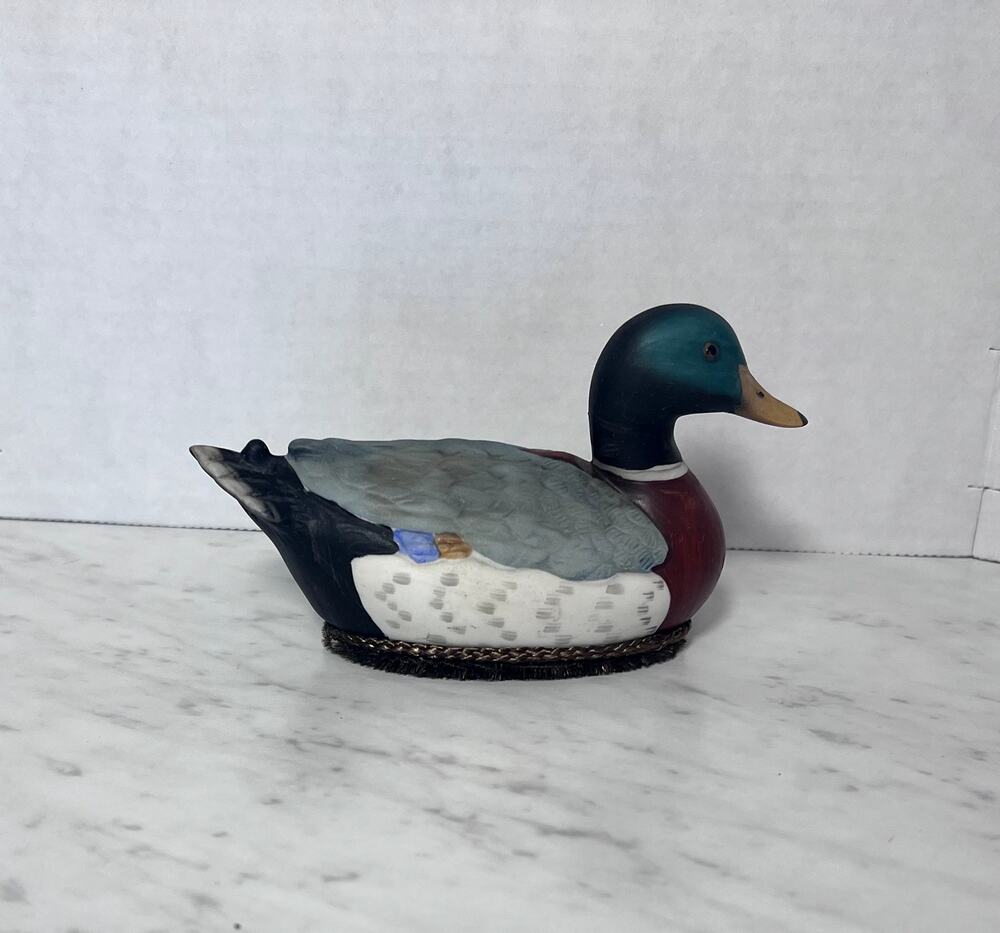 Vintage Mallard Duck Brush - Ceramic Figurine Lint Remover Mid-Century Decor